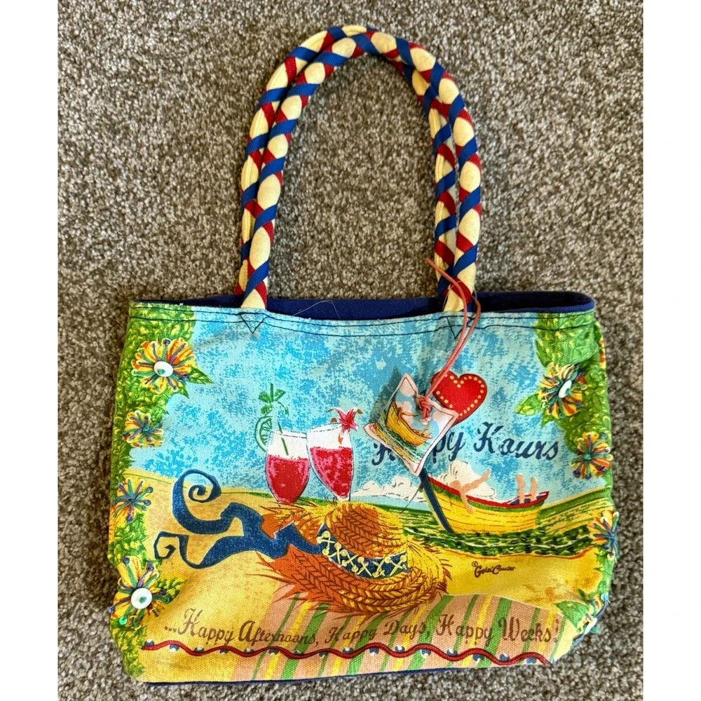 Goin' Costal Sun N Sand Handbag Purse Beach Vacation Happy Hour Tote